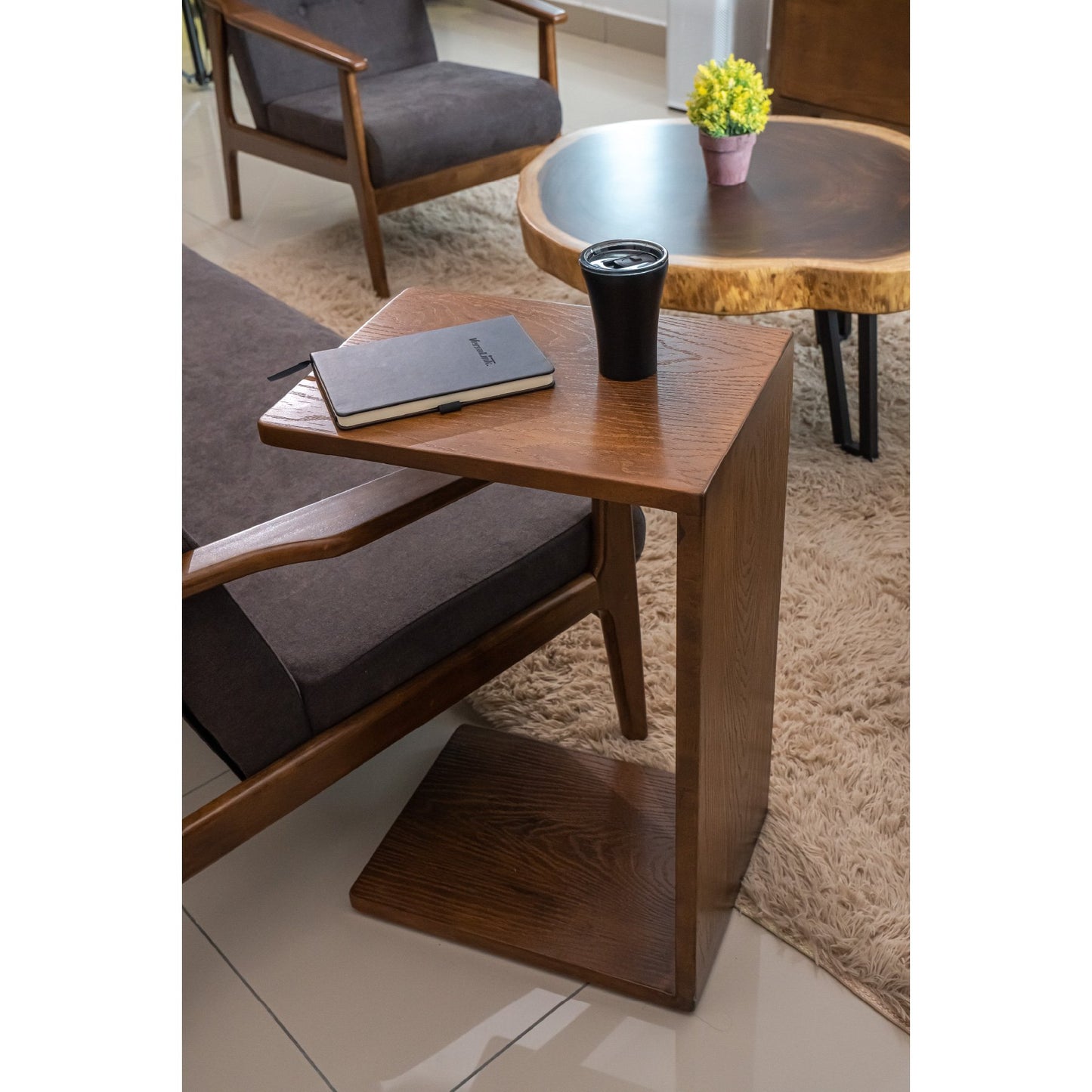 Pazzo Solid Wood Side Table Walnut